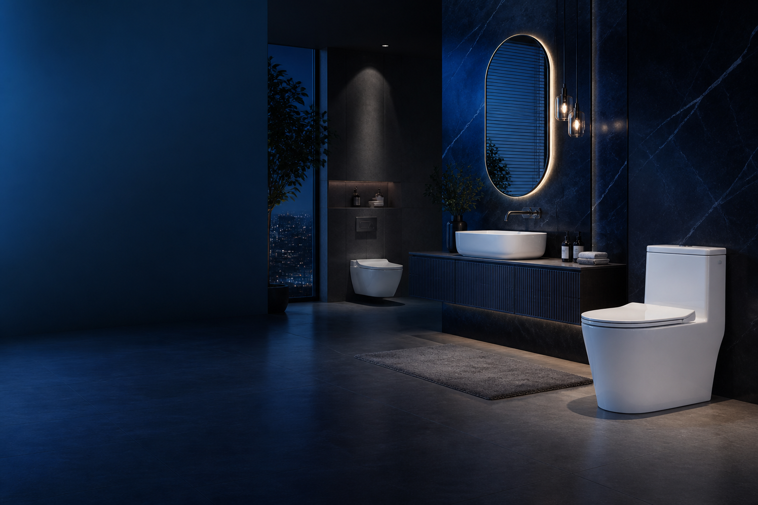 One-piece toilet and bathroom collections